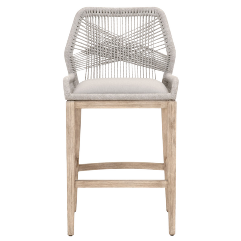 Taupe and White Rope Loom Barstool