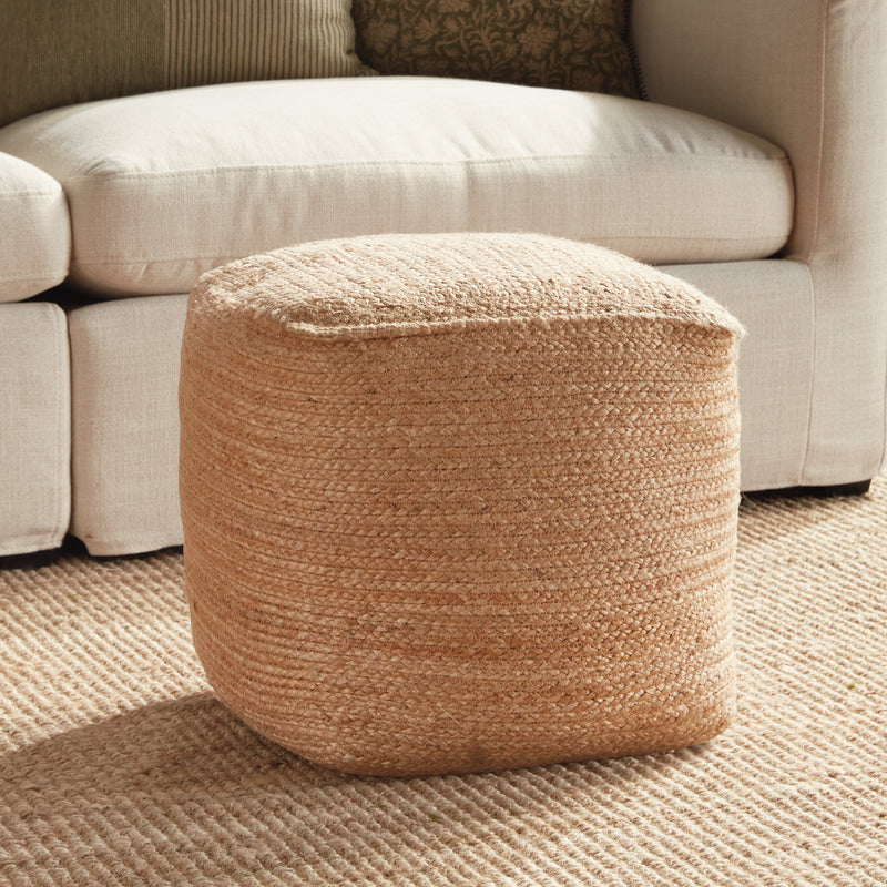 Jute Square Pouf