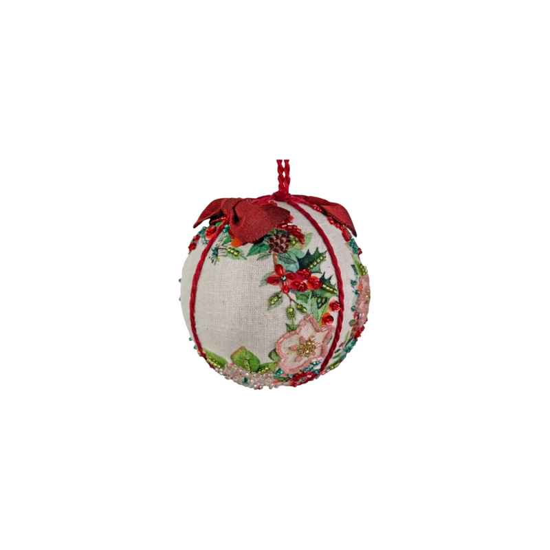 Cotton Wreath and Bow Ornament