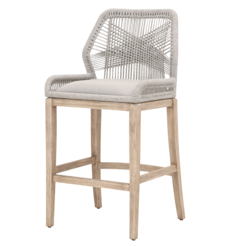Taupe and White Rope Loom Barstool