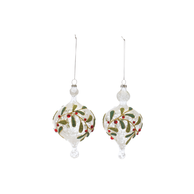 Silver Green Mistletoe Ornament