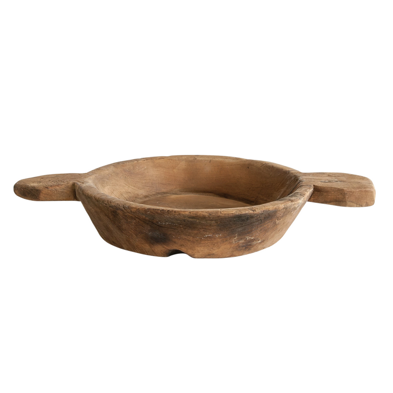Found Decorative Handle Wood Bowl